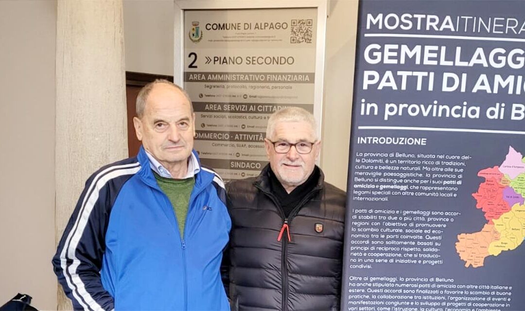 Mostra itinerante “Gemellaggi e Patti di Amicizia” a Puos d’Alpago: inaugurazione il 2 febbraio con la presentazione del libro di Egidio Pasuch
