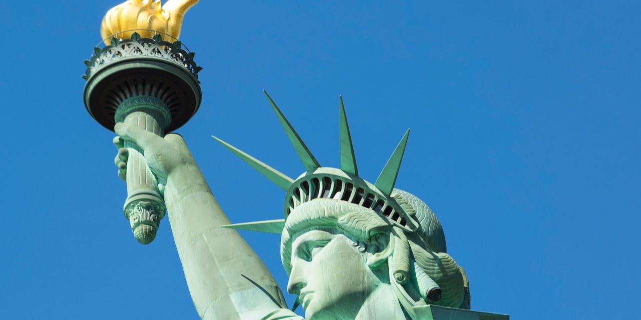 View of famous Statue of Liberty