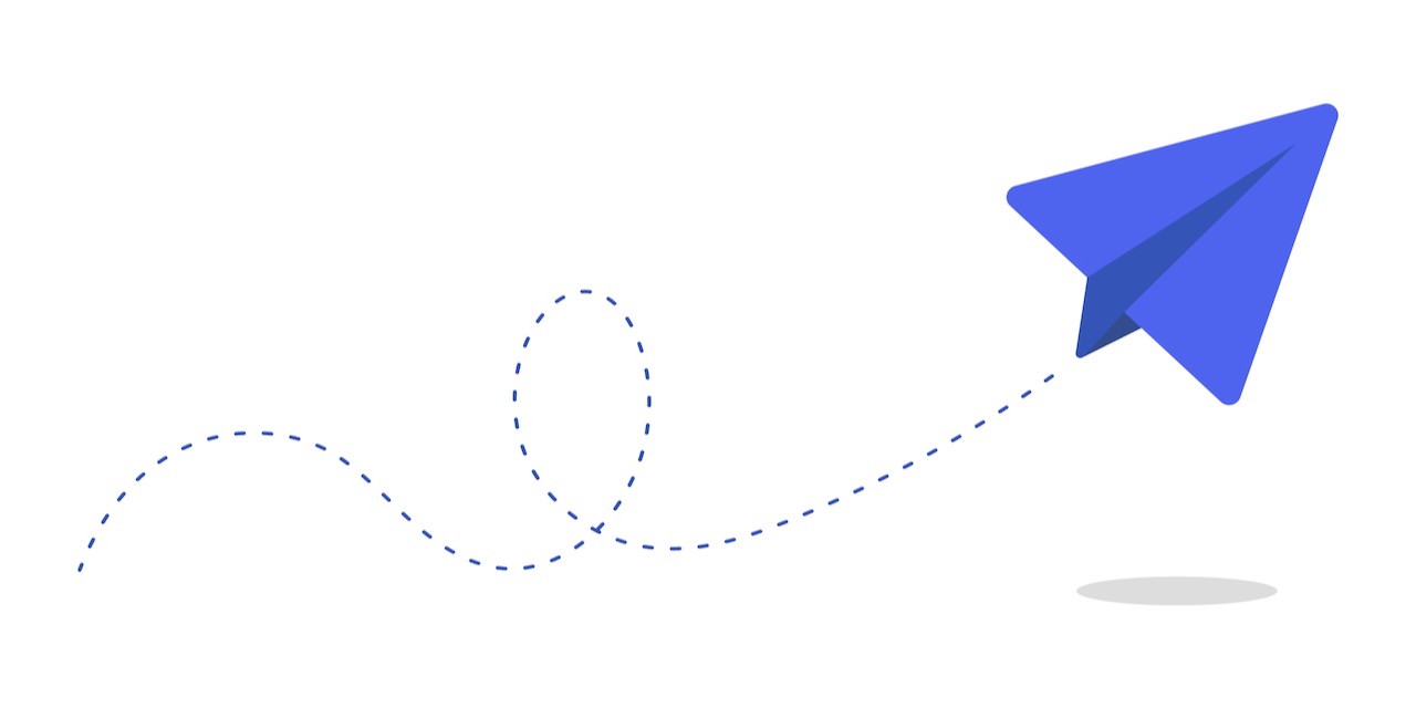 Paper Airplane Send With Dotted Lines Flat Style