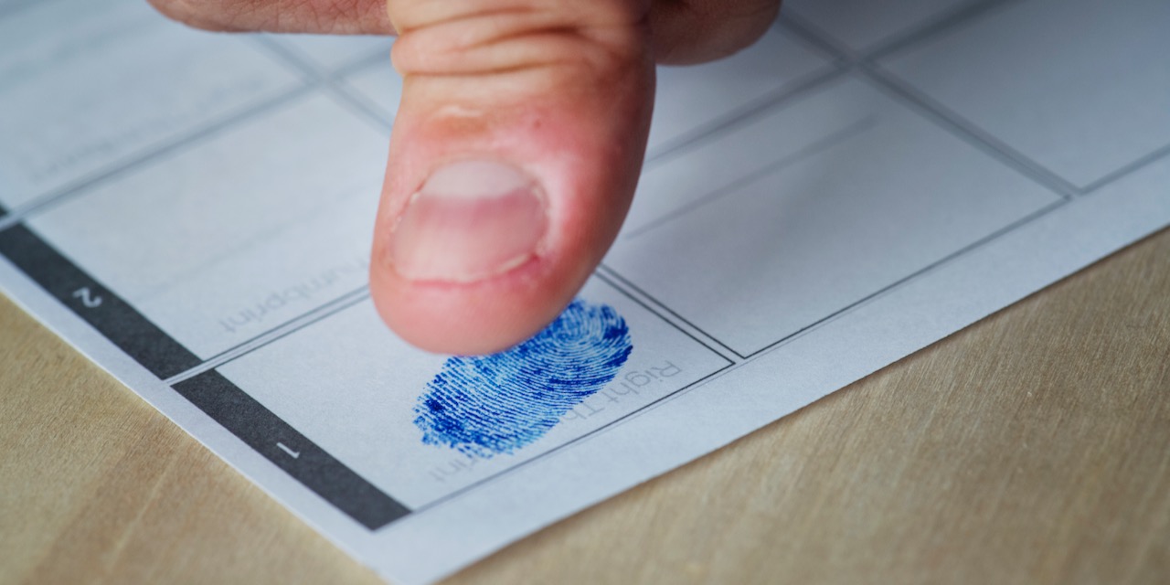 Closeup of fingerprint on paper