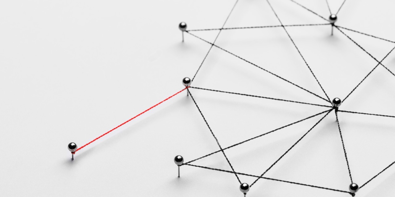 Business network background, connecting dots, technology design