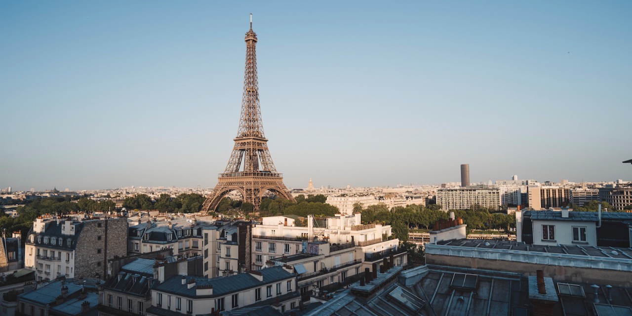 The Eiffel Tower at Champ de Mars in Paris, France