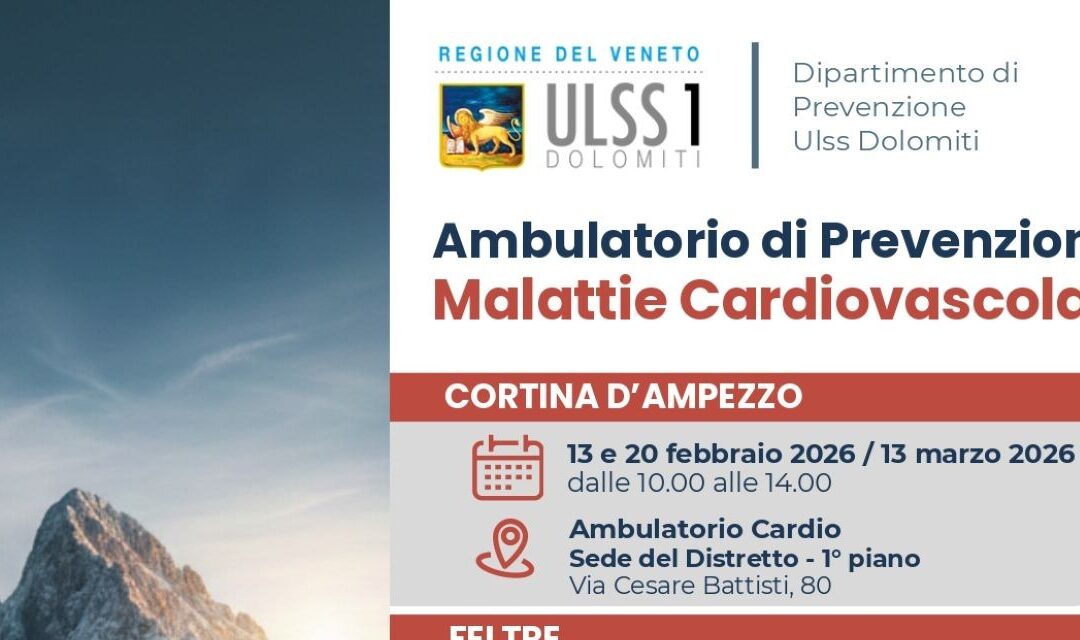 Ambulatorio cardio gratuito dell’Ulss Dolomiti: tutte le date nei comuni della provincia