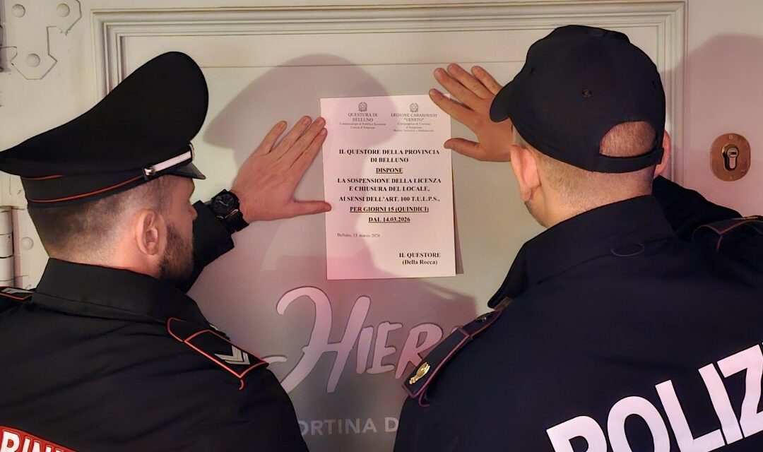 Cortina d’Ampezzo, la Questura sospende la licenza dello Hierbas: stop di 15 giorni per il locale