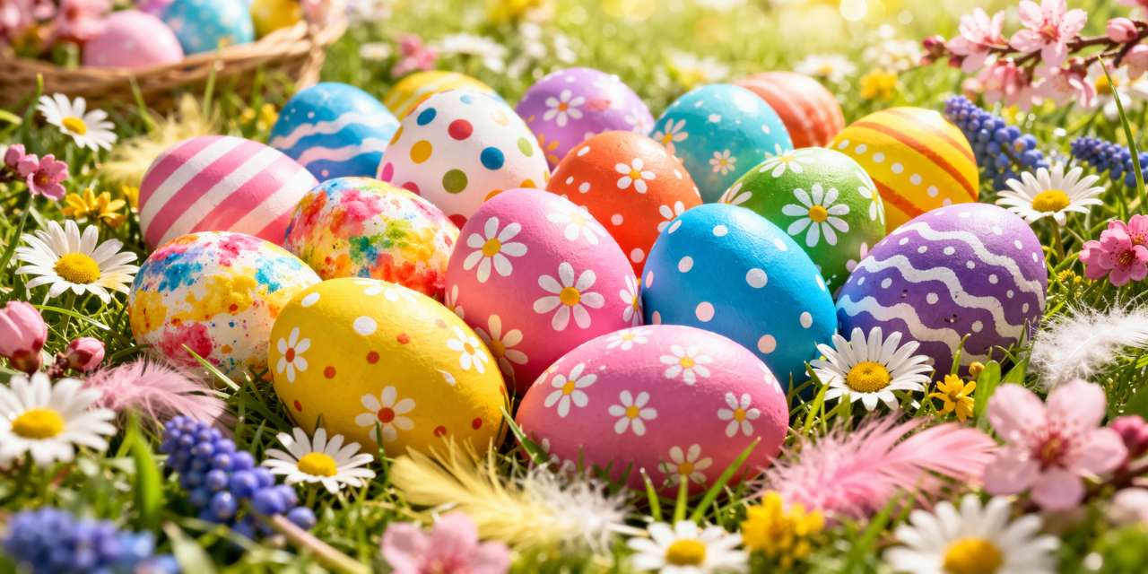 Uova di Pasqua tra i fiori