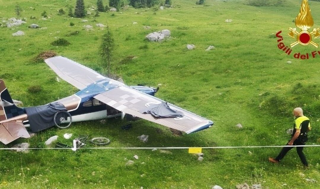 Atterraggio di emergenza a Casera Razzo: aeromobile leggero fuori pista, due persone soccorse
