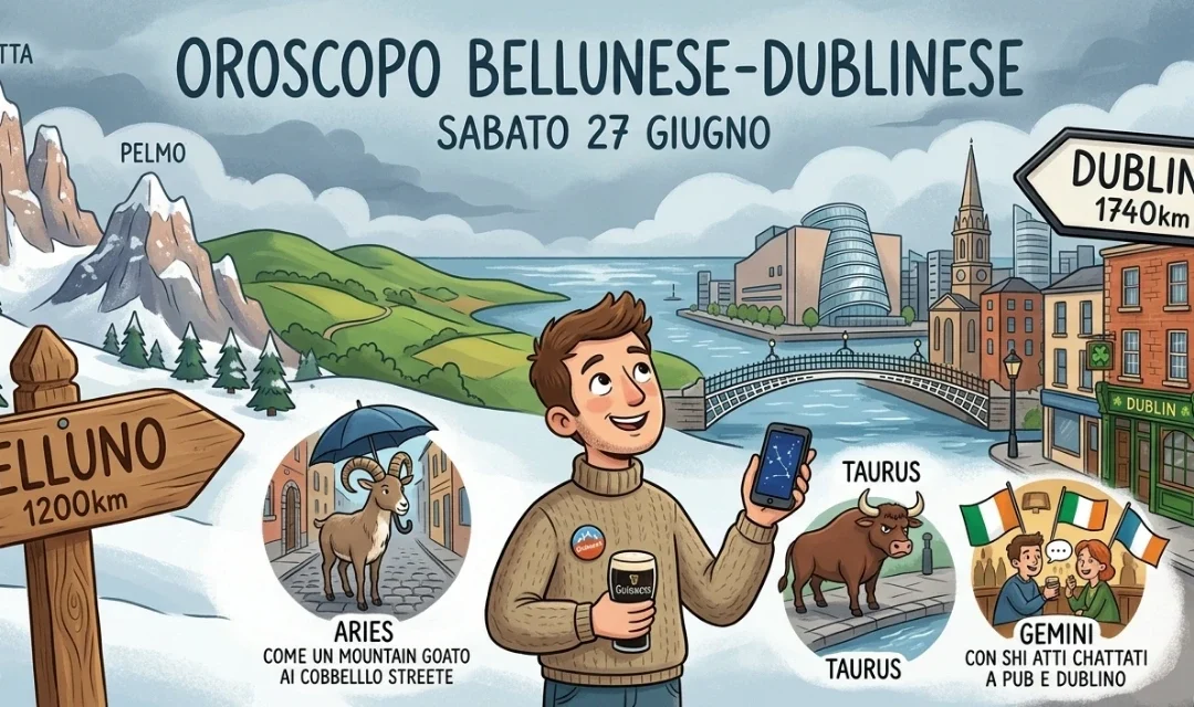 Oroscopo Bellunese-Dublinese: il cielo sopra la Liffey (ma con la testa tra le Dolomiti)