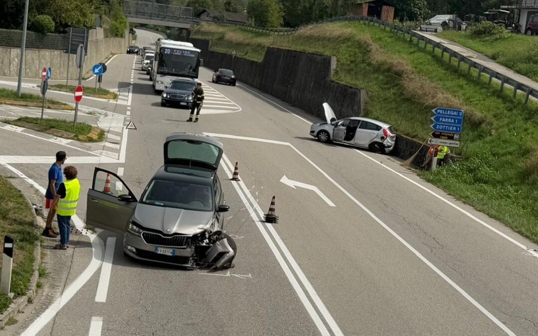 Borgo Valbelluna, scontro tra auto sulla SP1 all’incrocio per Farra: nessun ferito, traffico rallentato