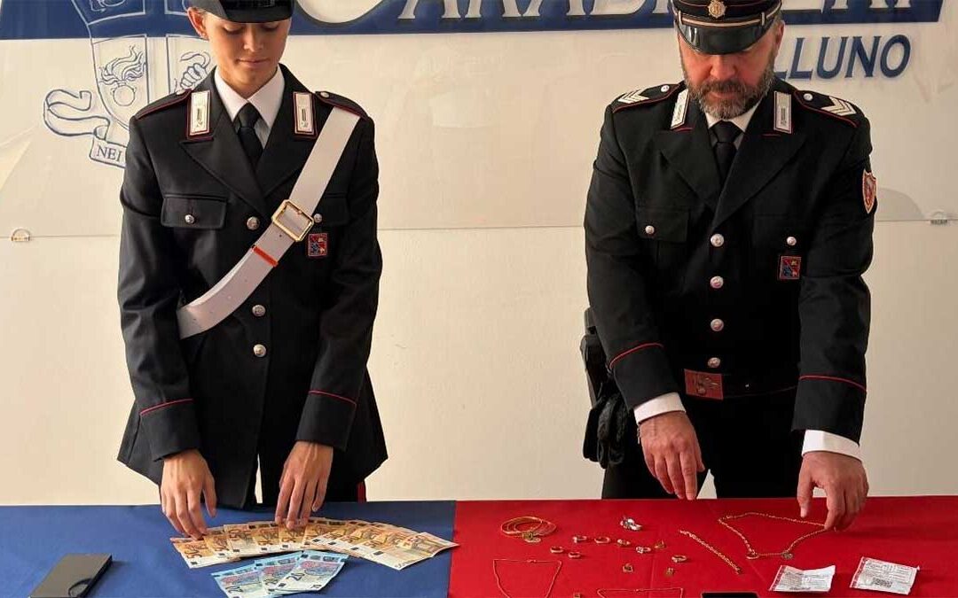 Truffe agli anziani nel Bellunese: Carabinieri bloccano due presunti truffatori e recuperano la refurtiva