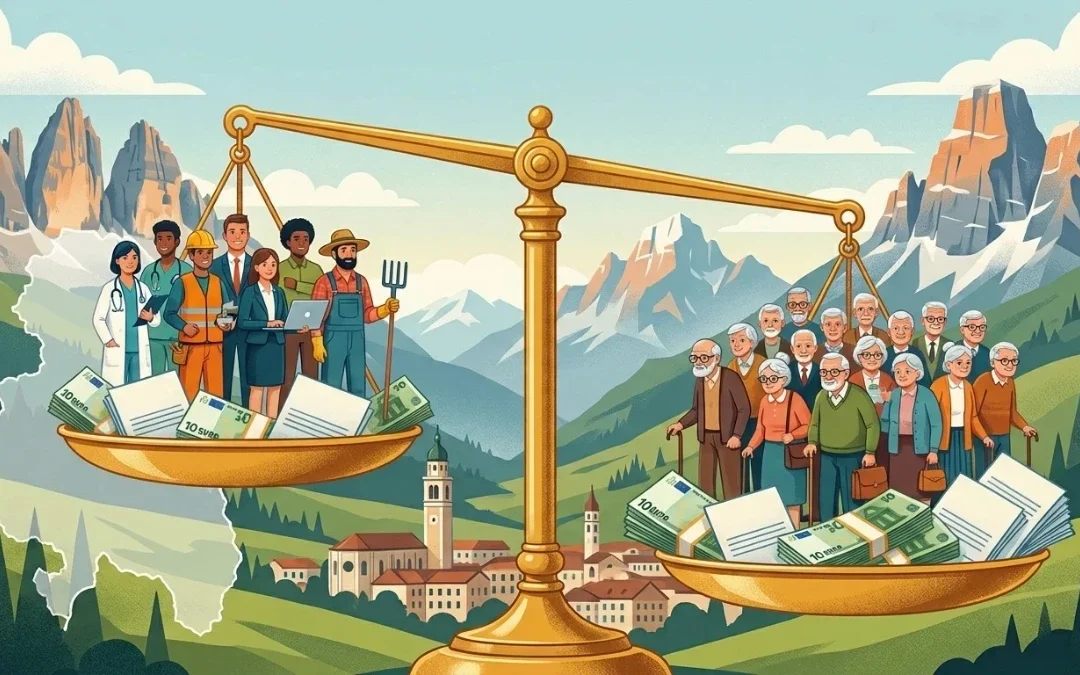 Belluno, più pensioni che occupati: il saldo è negativo di 213 unità